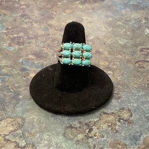 Turquoise Cluster Statement Ring - Size 7, Women Jewelry